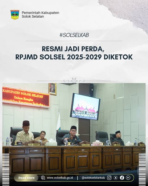 Resmi Jadi Perda, RPJMD Solsel 2025-2029 Diketok